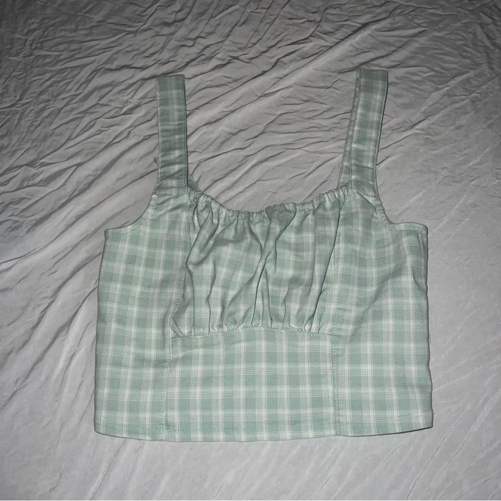 Hollister Plaid mint tank crop top